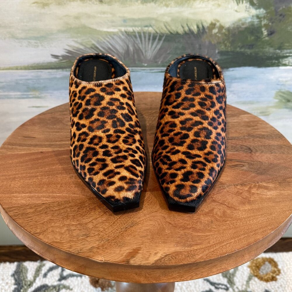 NWOT - Anthropologie - Leopard print Hair Calf Western Mule - EU 40 US 9 - 9 1/2
